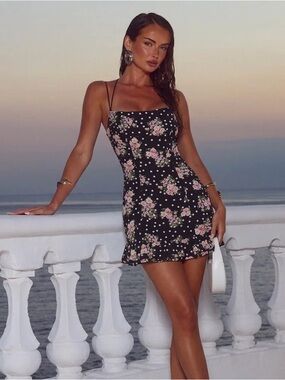 More To Come x Revolve Shania Mini Dress in Black Floral